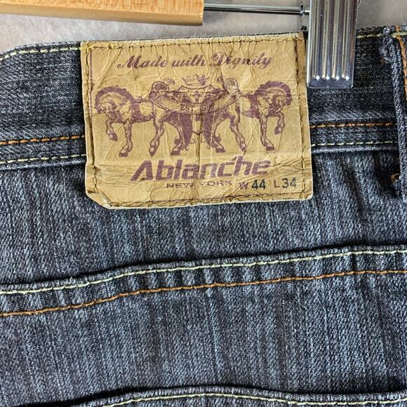 Vintage Y2K Ablanche Mens Jeans 44x34 Dark Wash Gray Baggy Street Workwear - Picture 7 of 16